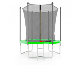 Батут с защитной сеткой DFC JUMP4FUN 6 ft (зеленый, с лестницей)