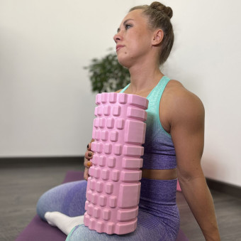 Ролик массажный для йоги и фитнеса UNIX Fit 33 см (розовый)