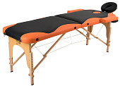 Массажный стол Atlas Sport складной 2-с деревянный 60 см. + сумка (черно-оранжевый)