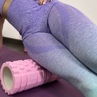Ролик массажный для йоги и фитнеса UNIX Fit 45 см (розовый)