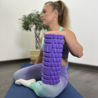 Ролик массажный для йоги и фитнеса UNIX Fit 45 см (фиолетовый)