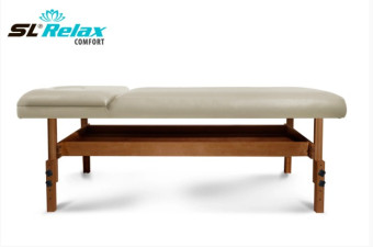 Массажный стол Start Line Relax Comfort бежевая кожа (темное дерево)