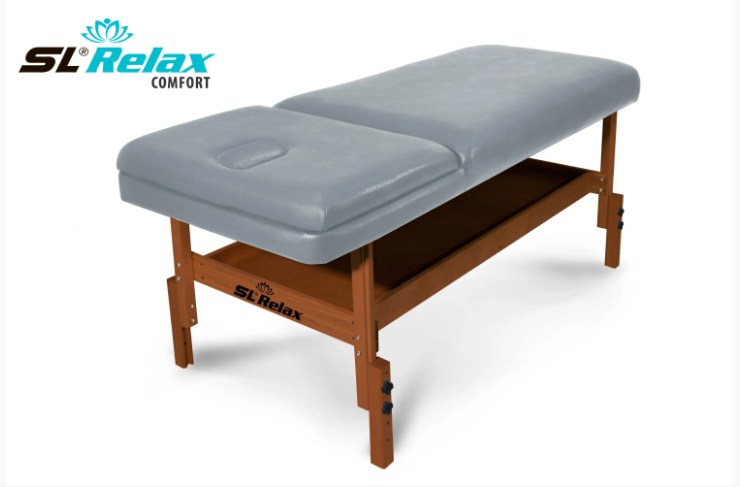 Массажный стол Start Line Relax Comfort серая кожа (темное дерево)