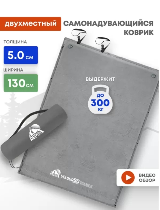 Самонадувающийся коврик RSP Velour 50 Double (серый)