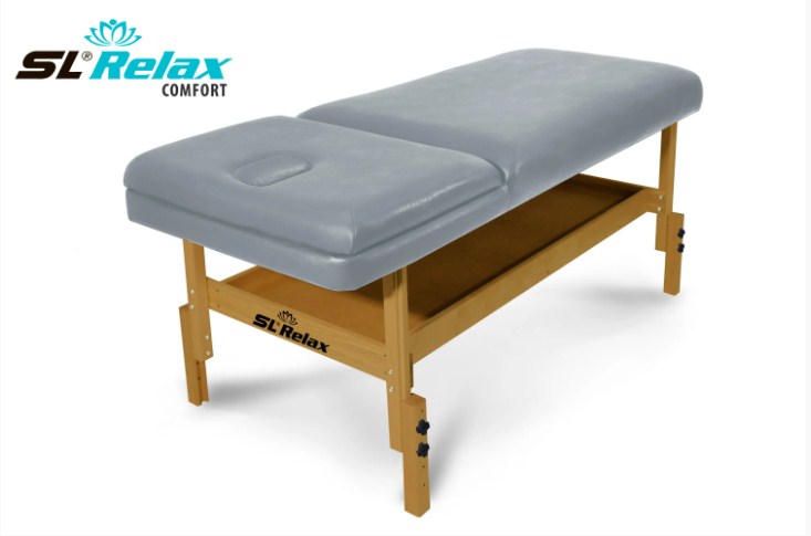 Массажный стол Start Line Relax Comfort серая кожа (светлое дерево)