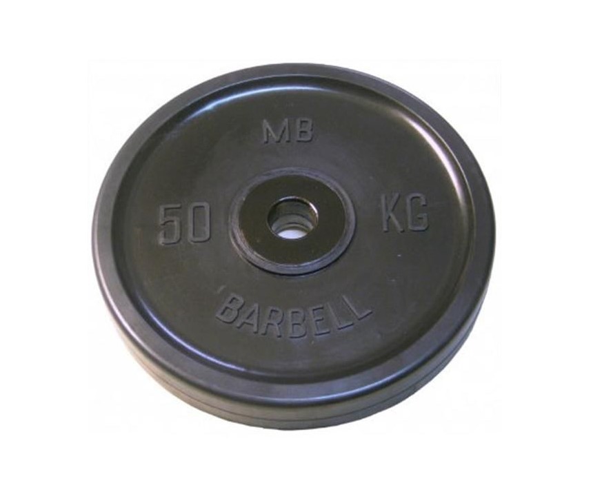 Диск олимпийский Barbell d51 мм (черный, 50 кг)