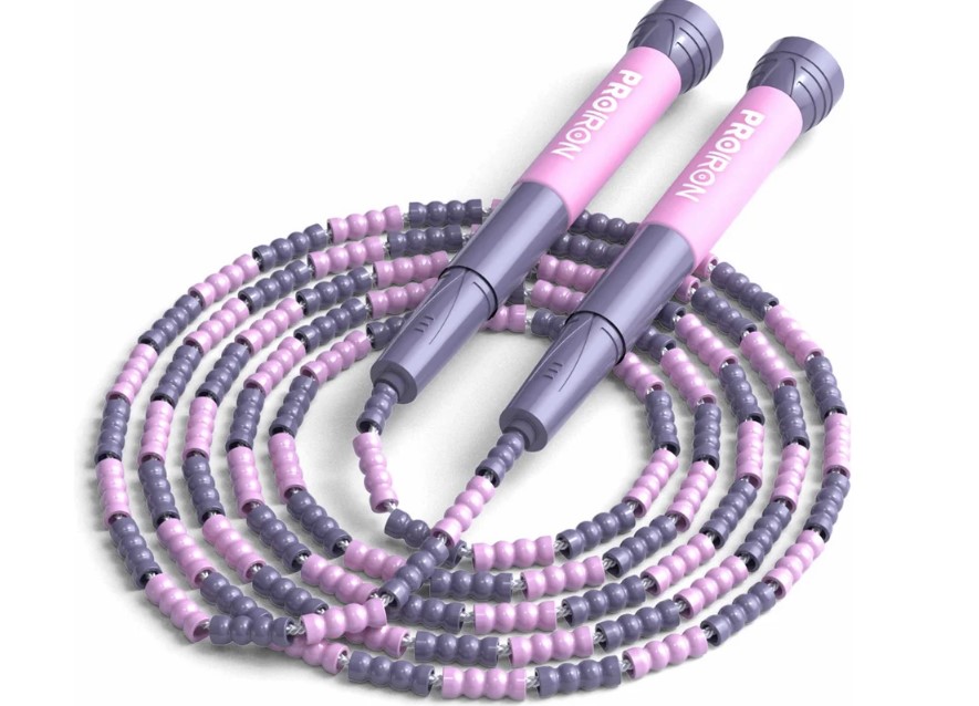 Скакалка PROIRON СС061 (мягкий бисер, розово-фиолетовая)