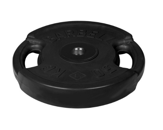 Диск олимпийский Barbell с ручками d51 мм (черный, 50 кг)