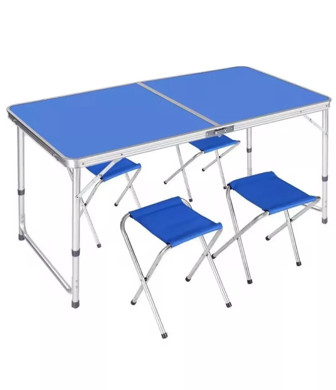 Стол туристический Classmark, 4 стула, 120x60x70см (голубой)