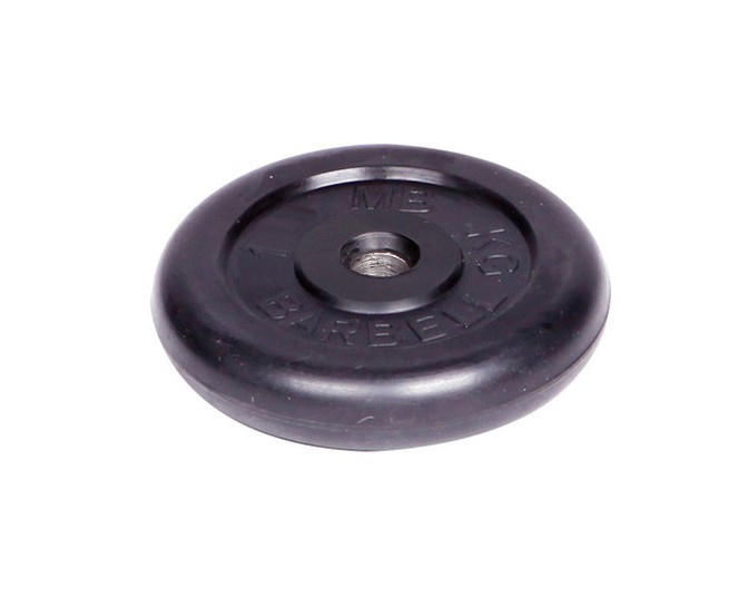 Диск обрезиненный Barbell d31 мм (черный, 1 кг)