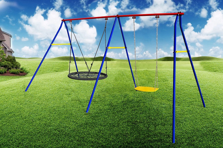 Качели дачные Пионер 2КД, двойные качели цепные + качели Паутина 100 см PS-302