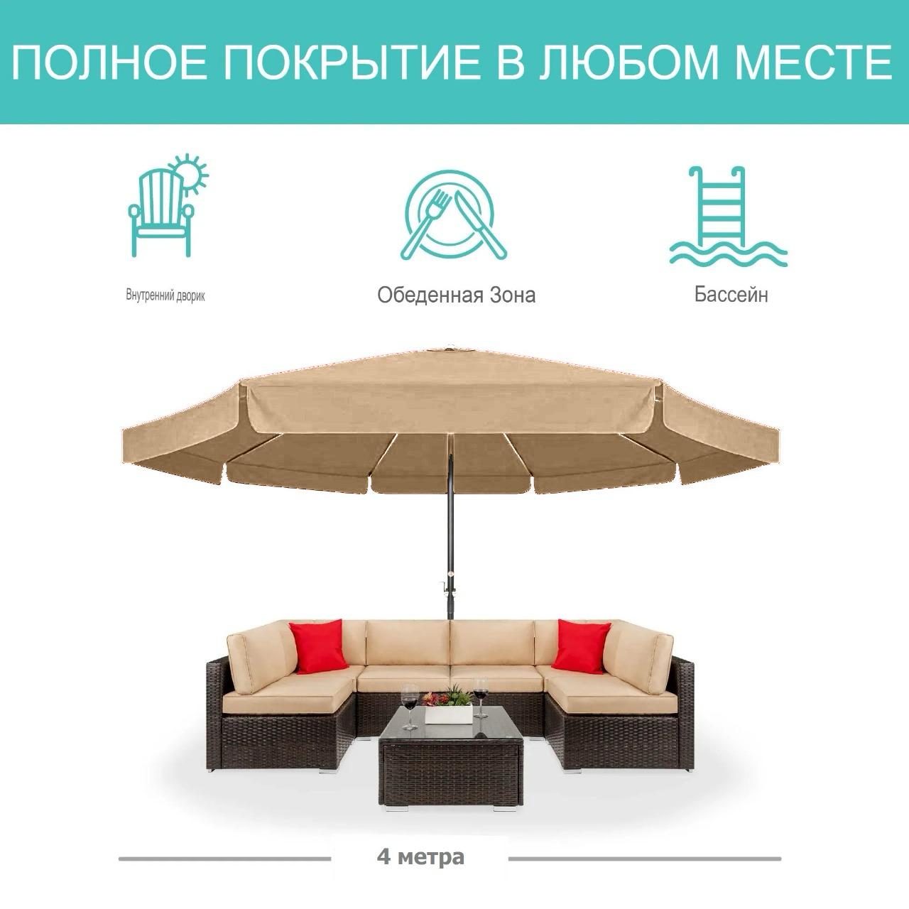 Зонт садовый Central Line D400, BIG (бежевый)