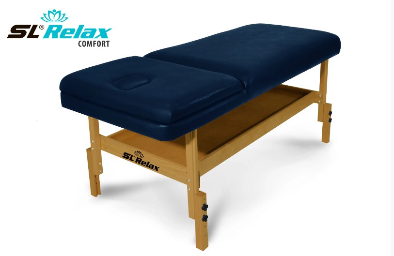 Массажный стол Start Line Relax Comfort синяя кожа (светлое дерево)