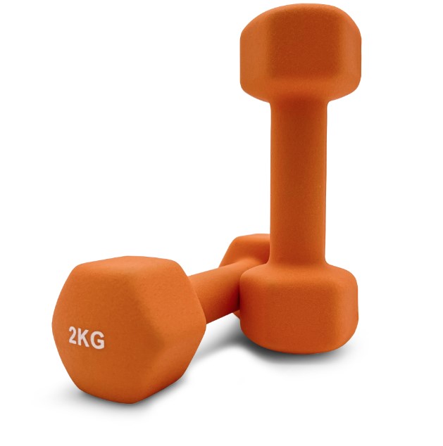Гантели UNIX Fit неопреновые (2 кг, 2 шт., оранжевый)