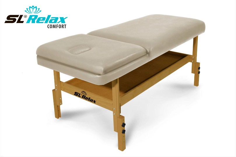 Массажный стол Start Line Relax Comfort бежевая кожа (светлое дерево)