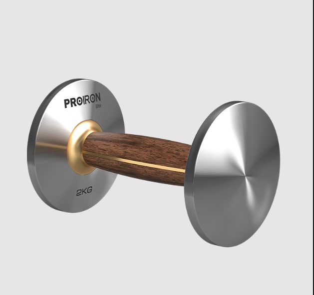 Гантель из нержавеющей стали и орехового дерева PROIRON Г1020НО (2 кг)