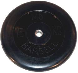 Диск обрезиненный BARBELL MB (металлическая втулка) 15 кг / диаметр 26 мм