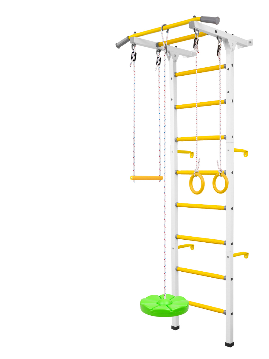 Детская шведская стенка Central Sport Лайт квадратный профиль (желто-белый)