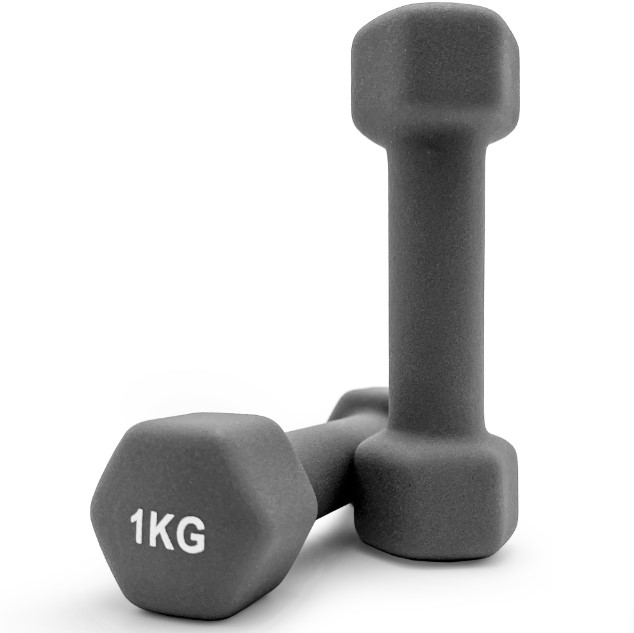 Гантели UNIX Fit неопреновые (1 кг, 2 шт., Серый)