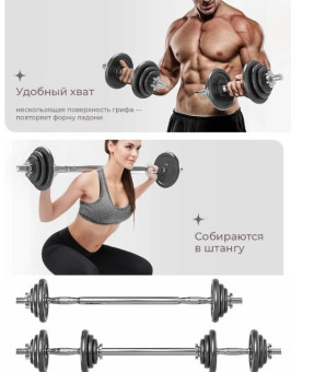 Гантели разборные PROIRON Г2100Ч (2 шт по 10 кг)