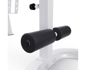 Скамья со стойками под штангу DFC GORILLA с партой для бицепса (белая)