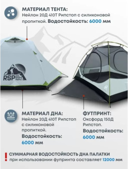 Палатка 2-местная RSP Lark 2 Ultralight (светло-серый)