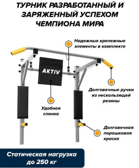 Турник Absolute Сhampion 3 в 1 Aktiv (серый с желтыми ручками)
