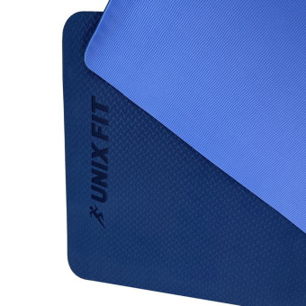 Коврик для йоги и фитнеса UNIX Fit (180 х 61 х 0,6 см, двусторонний, двуцветный, голубой)