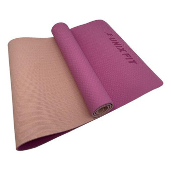 Коврик для йоги и фитнеса UNIX Fit (180 х 61 х 0,8 см, двусторонний, двуцветный, розовый)