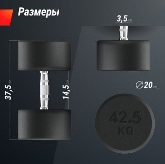 Гантели круглые обрезиненные UNIX Fit PRO (42.5 кг, 2 шт)