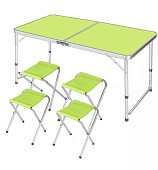 Стол туристический Classmark, 4 стула, 120x60x70см (зеленый)