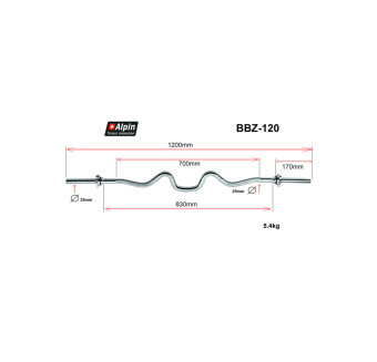 Гриф Z-образный, Alpin BBZ-120,120см 25мм