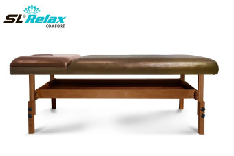 Массажный стол Start Line Relax Comfort коричневая кожа (темное дерево)