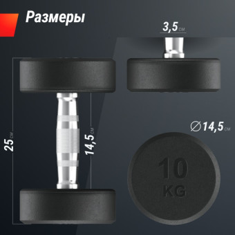 Гантели круглые обрезиненные UNIX Fit PRO (10 кг, 2 шт)