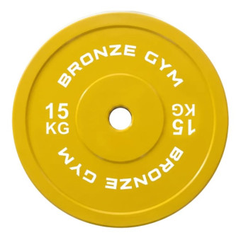 Диск олимпийский BRONZE GYM тяжелоатлетический желтый (15 кг)