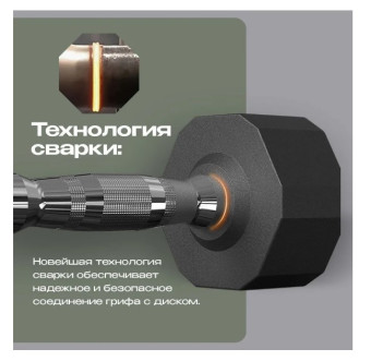 Гантель обрезиненная PROIRON Г1240ОБР (24кг)