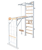 Детский спортивный комплекс PERFETTO SPORT PS-118 Scala in legno con rete (bianco-naturale)