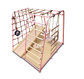 Детский спортивный комплекс Вертикаль Весёлый Малыш MAXI горка, мягкий бортик (розовый)