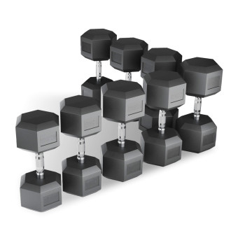 Ряд гантелей гексагональных UNIX Fit обрезиненных от 12,5 до 30 кг