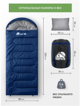 Спальный мешок RSP Sleep 150 R (синий, 220x80см, молния справа)