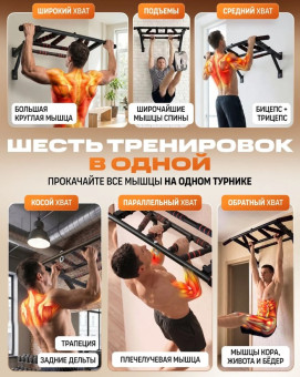 Турник мультихват 80 см (черный)