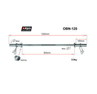 Гриф для штанги Alpin OBN-120 (диаметр 50мм, длина 120см)
