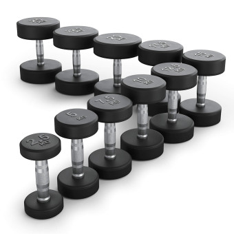 Ряд гантелей круглых UNIX Fit обрезиненные от 2,5 до 25 кг