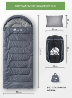 Спальный мешок RSP Sleep 150 R (серый, 220x80см, молния справа)