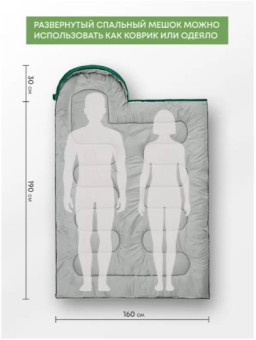 Спальный мешок RSP Sleep 350 R (зелёный, 220x80см, молния справа)