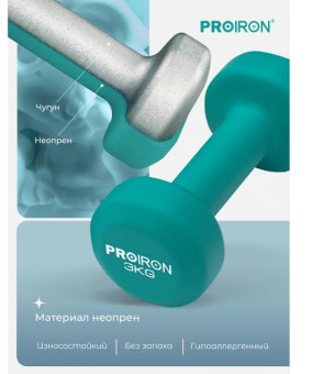 Гантели неопреновые PROIRON Г2030НЕО (2 шт по 3 кг)