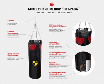 Мешок боксерский 32 кг Zubrava (красный)