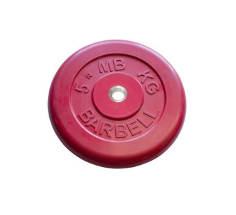 Диск обрезиненный "Barbell" d 26 мм (цветной, 5 кг)