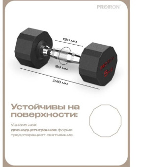 Гантели обрезиненные PROIRON Г2050ОБР (2 шт по 5 кг)