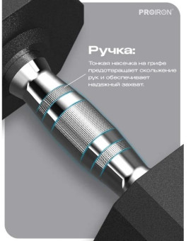 Гантель обрезиненная PROIRON Г1200ОБР (20 кг)